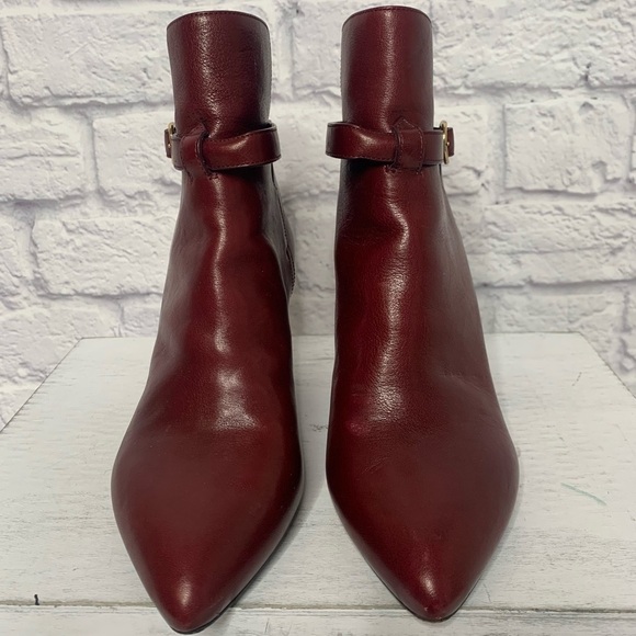 Celine Jodhpur Burgundy Leather Triangle Heel Ankle Booties - Picture 8 of 16